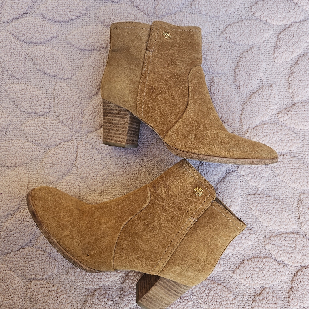 Tory Burch Tan Suede Ankle Boots